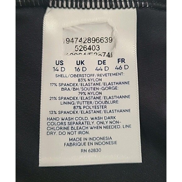 Lands' End Black Reg 14 D Halter Swim Top Ruched Solid Padded Bra Womens  S804 - Picture 8 of 9